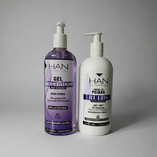 Combo Gel Modelador No Graso + Crema De Peinar Rulos G Han
