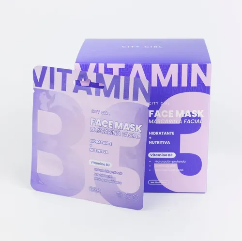 Mascarilla Facial City Girl Hidrogel Vitamina C B3 Piel Normal Seca
