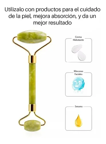 Jade Roller Facial Relaja Reduce Hinchazon Bolsas Ojeras Ojo