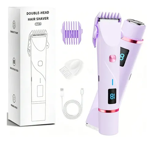 Depiladora Eléctrica Recargable Doble Cabezal Violeta