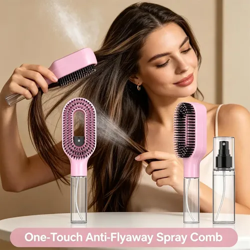 . Cepillo De Cabello Con Spray, Peine Anti-frizz De Un .