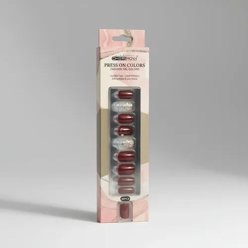 Press On Tips Autoadhesivos Cherimoya Manos Brillantes Pack 30 Uñas