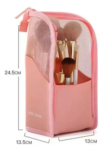 Porta Brochas De Maquillaje Organizador Viaje Cartuchera Ver Color Rosa