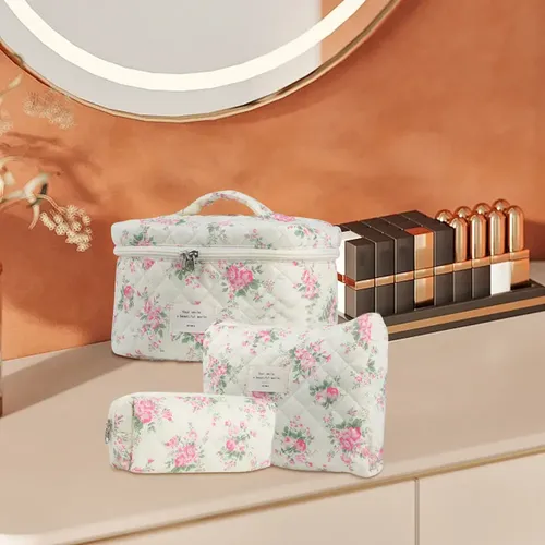A Bolsa De Cosméticos Floral Juego De Bolsa De Maquillaje [ B
