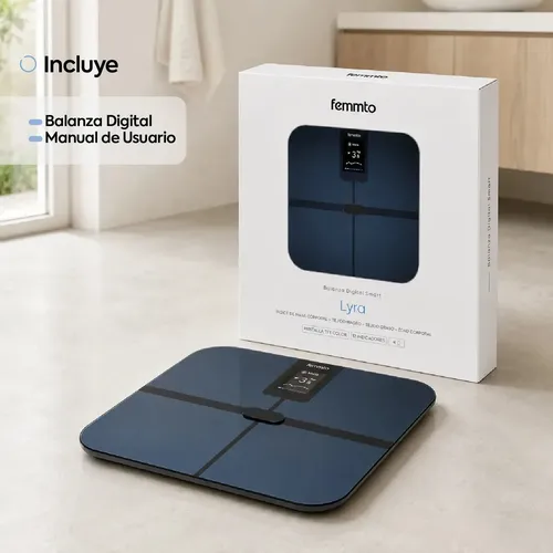 Balanza Digital Bluetooth Corporal Personal Personas Bioimpedancia Pantalla TFT Inteligente Femmto