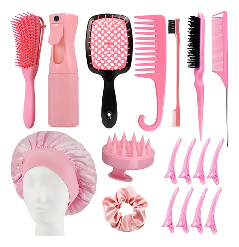 Kit Rizado 18 Piezas Peine Cepillo Peine Pinzas For El