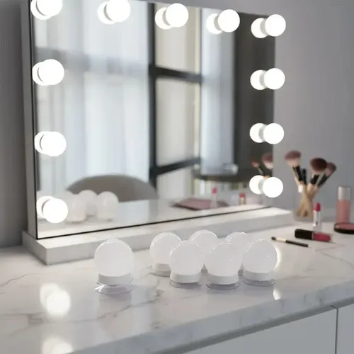 Kit 10 Focos Lámparas Luz Led Espejo Usb Maquillaje Camarín