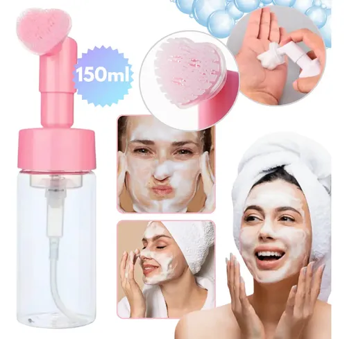 Botella Para Espuma Con Cepillo Silicona Limpiador Facial