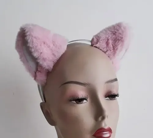 Vincha De Gato Simple En Pelo Rosa Viejo O Palido