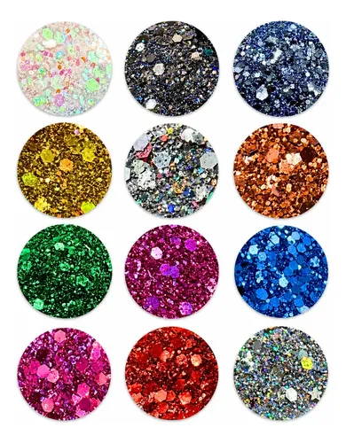 Set Stand Glitter Bar Brillos Strass Stencil Brochas Gel