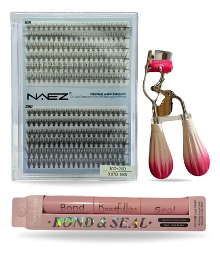 Set Pestañas Postiza Naez 10d 20d Adhesivo Sellado Arqueador