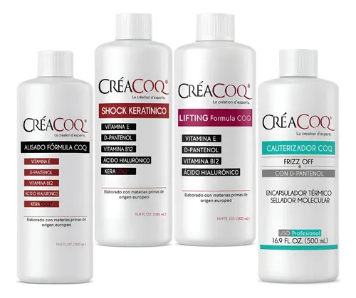 Kit X4: Lifting + Reparador + Keratina + Alisado 500 Ml C/u – COQ Capilar