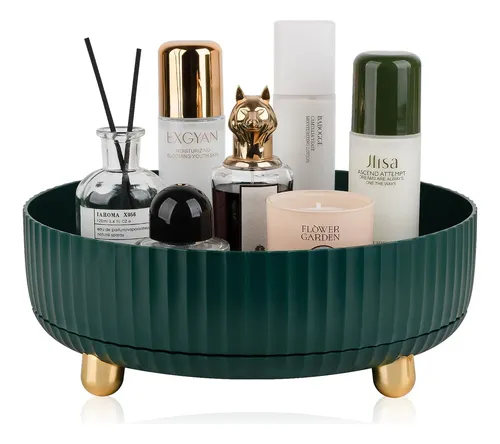Organizador De Maquillaje Giratorio 360 28cm Verde Azulado