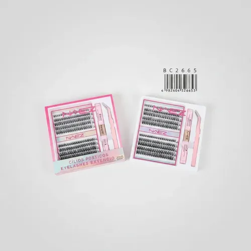 Kit Pestañas Postizas En Racimo Naez Pegamento Pinza Negro D 1.4 Cm 0.07 Mm