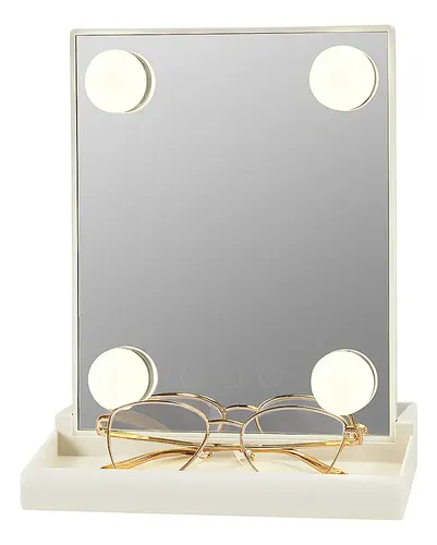 Espejo De Maquillaje Táctil Luces Led 4 Focos 3 Modos Usb