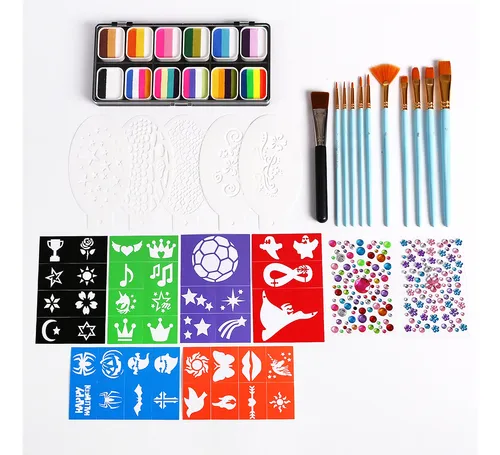 Set De Paletas De Pintura Waterolor: 12 Colores, 11 Pinceles