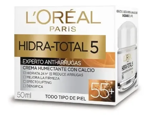 Crema Loreal Hidra Total 5 Antiedad Antiarrugas 55+ 50ml
