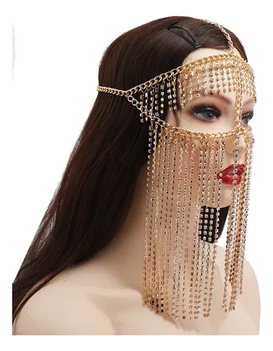 Diadema Con Velo De Mascarada Con Borlas Falsas