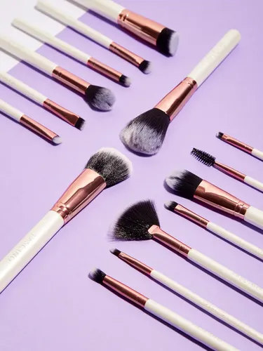 Set 15 Brochas Maquillaje Fascino Rosa Y Blanco