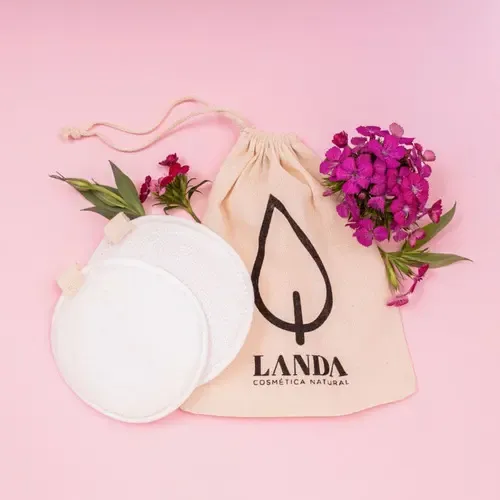 Landa Pads Reutilizables Ecológicos De Algodón Limpieza 2u Color Blanco