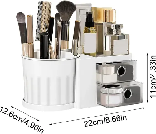 Organizador Escritorio Giratorio Maquillaje 2 Cajones