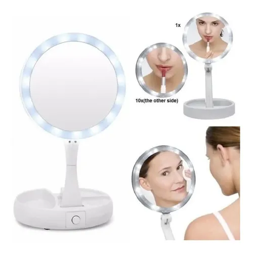 Espejo Doble Luz Led Plegable Maquillaje Usb/pilas- La Aldea