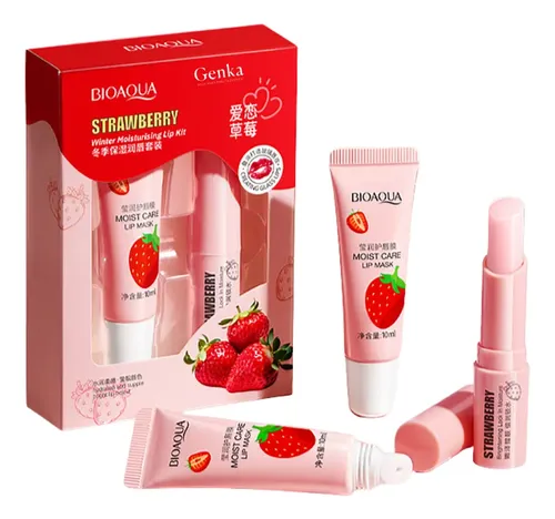 Kit Balsamo + Mascarilla Labial Frutilla Hidratante Bioaqua