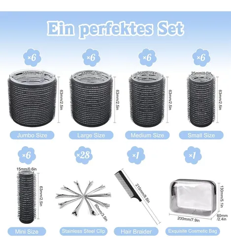 Juego De 60 Rulos Para Cabello Belicoo Con 28 Clips