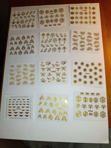 90 Stickers Para Uñas Dorados Y Plateados