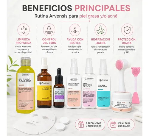Rutina Facial Piel Grasa Acné Granitos Skincare Kit