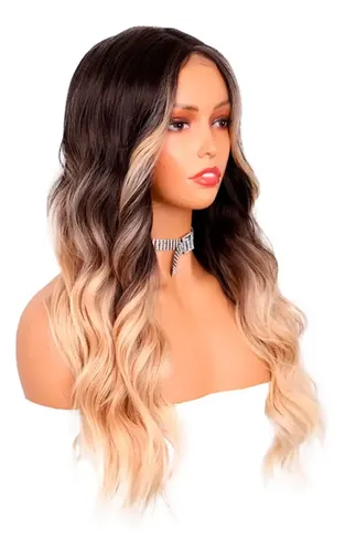 Peluca Larga Símil Natural Orgánica Ondas Lace Front Premium Tamaño De La Base Universal Con Regulador Tono Nyl2370-rl4-24d