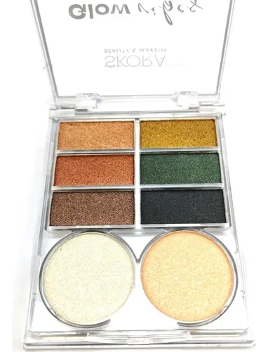 Set 4 Paletas Sombras Para Ojos Brillantes Glow Vibes Skora