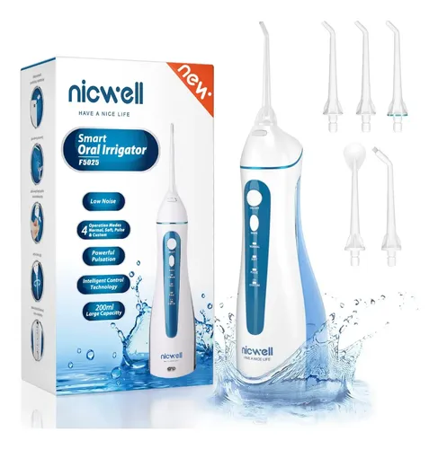 Irrigador Bucal Inalámbrico Con 4 Modos, Blanco Blanco.