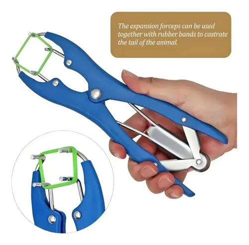 Pinza Con 100 Anillos Para Castrar Ganado Azul Azul