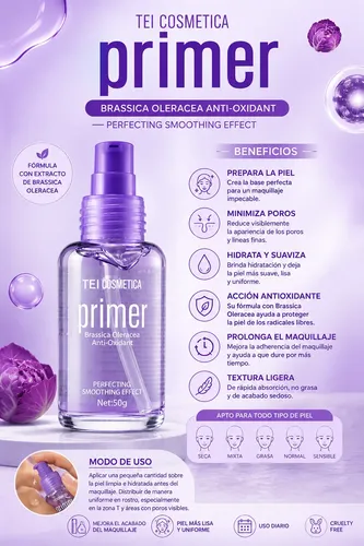 Primer Facial Tei Cosmética Anti Oxidante Prebase Maquillaje