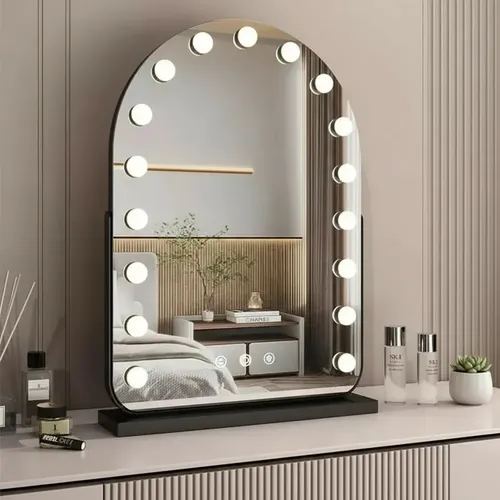 Espejo Con Luz Led Touch Tactil con Función Dimmer 52 X 74 CM Arco Medio Punto De Apoyo CuantoArte Para Baño Dormitorio Tocador Maquillaje Profecional