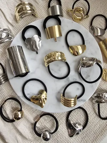 Colita De Pelo Scrunchie Ponytail Cuff Moda Tendencia Dorado Hada
