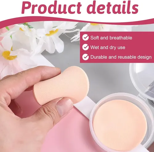 Cjw2 Esponjas De Maquillaje Redondas Para Base Con Estuche.c