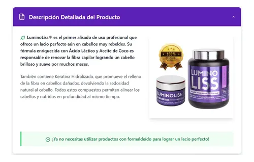 Lumino Liss Alisado Progresivo 1kg Sin Formol Original