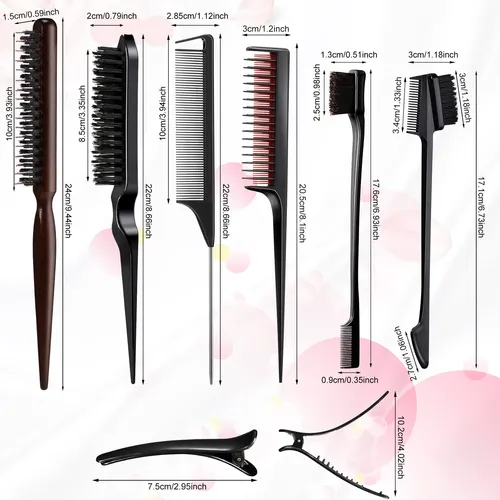 Set De Cepillos Para Cabello Cunhill Negro 12 Piezas Con Cer