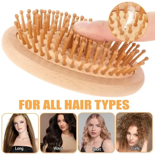A Cepillo De Cabello De Bambú Mini Sin Mango **