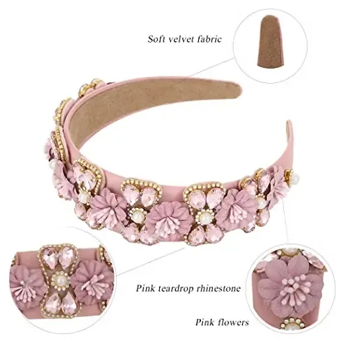 Cintas Para El Pelo Urieo Con Diamantes De Imitación Rosados