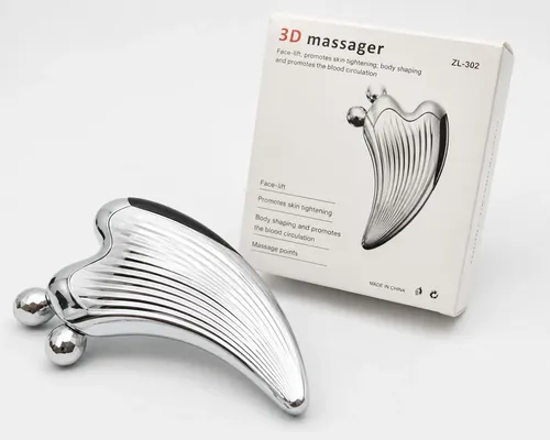 Masajeador Facial 3d Gua Sha Plateado Antiedad Y Relajación