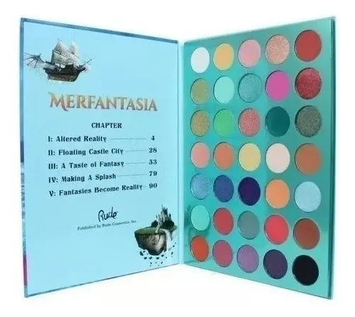 Paleta Sombras Ojos Rude Cosmetics Merfantasia Book 8 Mate Brillante 35 Colores