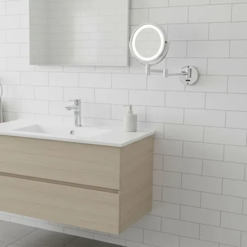 Espejo De Maquillaje Jerdon Para Montaje En Pared, Acabado Cromado, 8 X 1 X Blanco