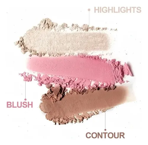 Set Maquillaje 3 En1 Colorete En Polvo Y Contorno Iluminador 01