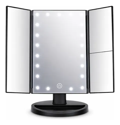 Espejo Led Plegable Con Aumento Para Maquillaje Y Skincare