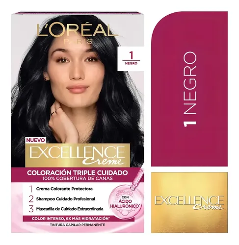 Kit Tintura L’oréal Paris Excellence Creme Tono 1 Negro