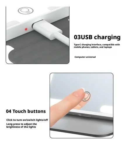 Usb Recargable Funda De Cuero Plegable Inteligente De Tres