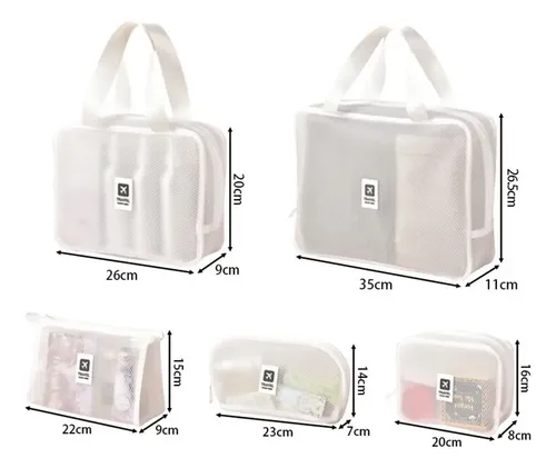 Bolsa De Maquillaje De Malla De Gran Capacidad, Bolsa Transp